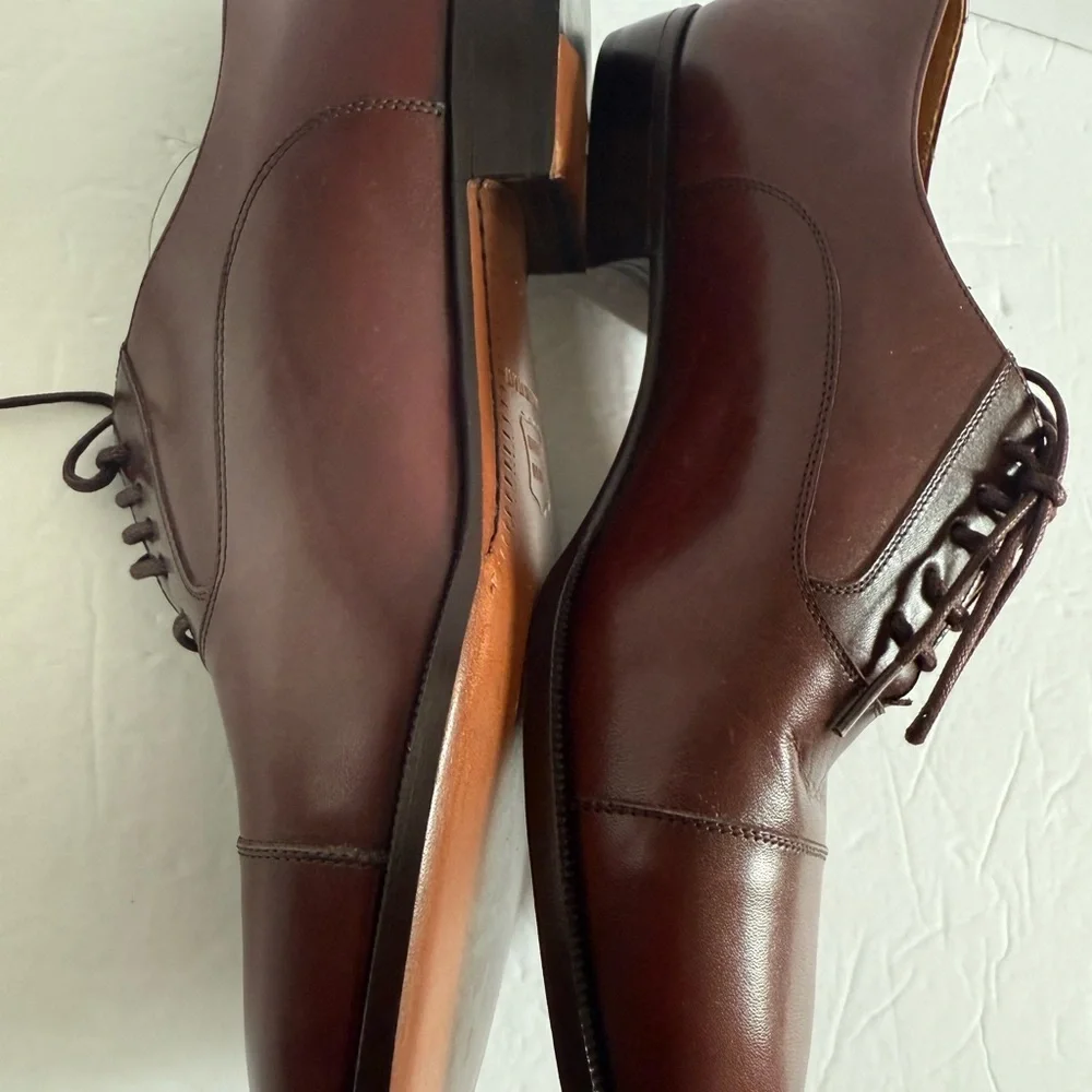 Natalino Salazzo Brown Oxfords Leather Brown Men's Formal Dress Shoes Size 40